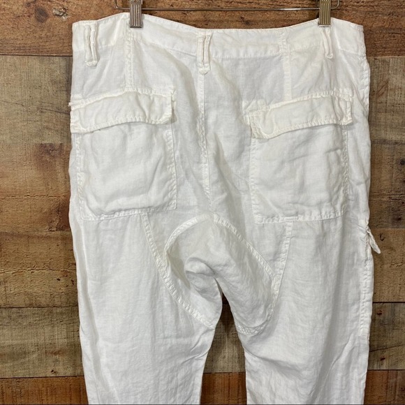 Joie Telutci Lace-Up Linen Cargo Pants White Size 12 - Picture 8 of 13